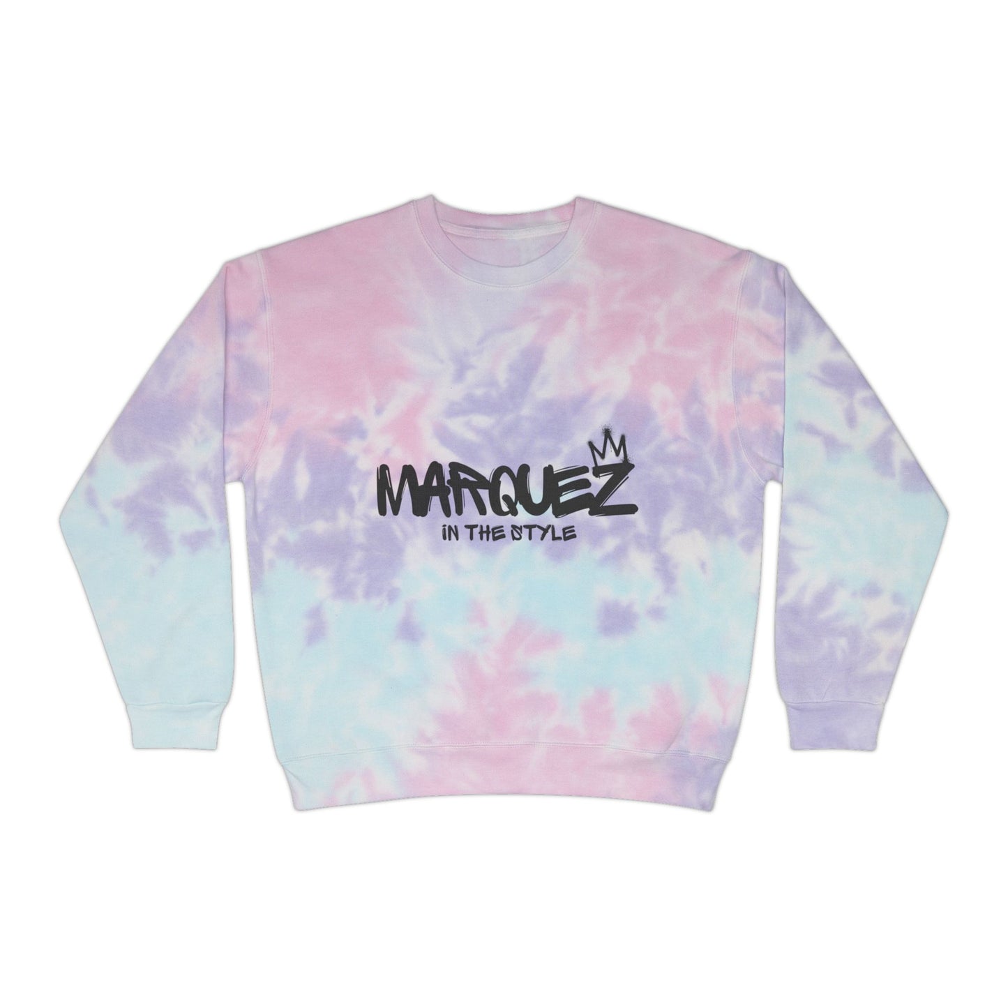 Colorful Unisex Tie-Dye Sweatshirt with 'MARQUEZ' Design - Perfect for Casual Wear & Festivals
