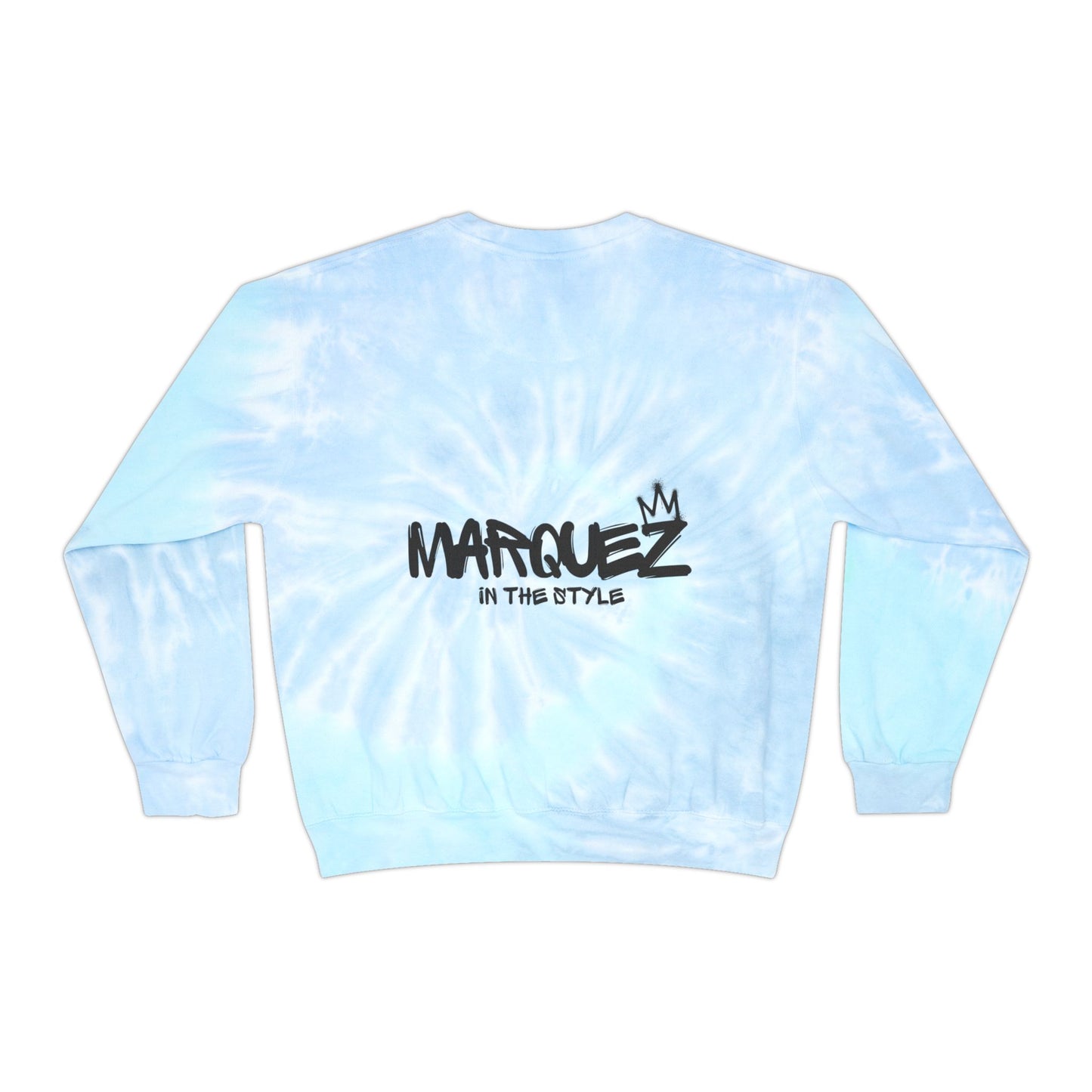 Colorful Unisex Tie-Dye Sweatshirt with 'MARQUEZ' Design - Perfect for Casual Wear & Festivals