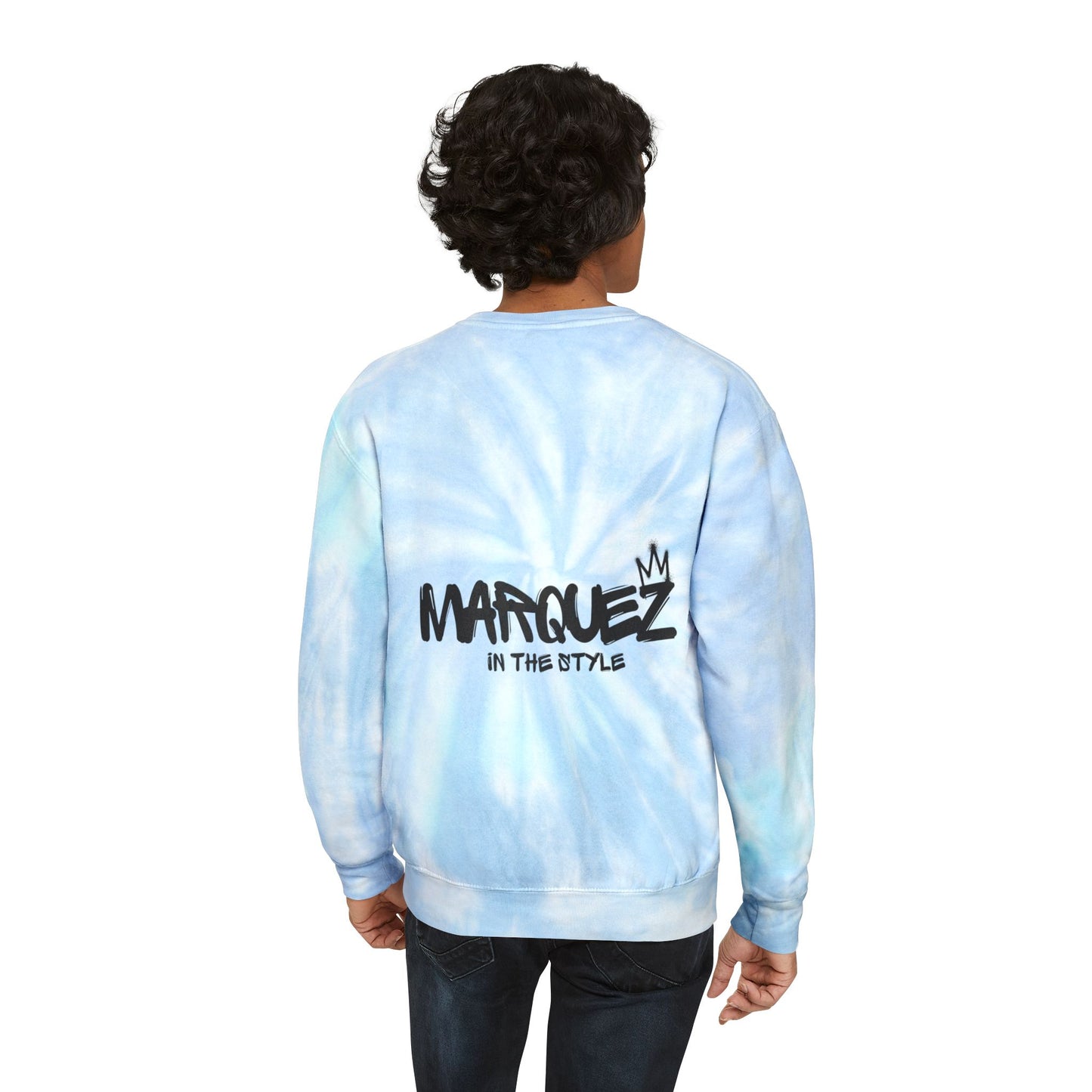 Colorful Unisex Tie-Dye Sweatshirt with 'MARQUEZ' Design - Perfect for Casual Wear & Festivals