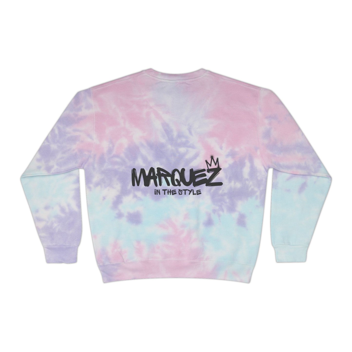 Colorful Unisex Tie-Dye Sweatshirt with 'MARQUEZ' Design - Perfect for Casual Wear & Festivals