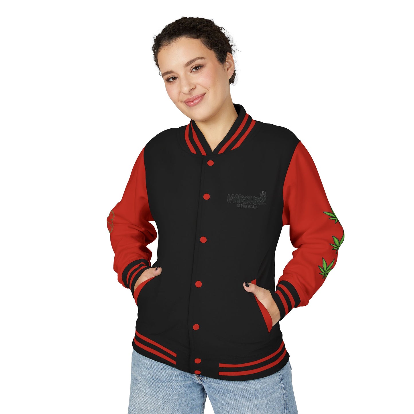 Chaqueta unisex de peso pesado Munchies Letterman | Estilo cannábico moderno