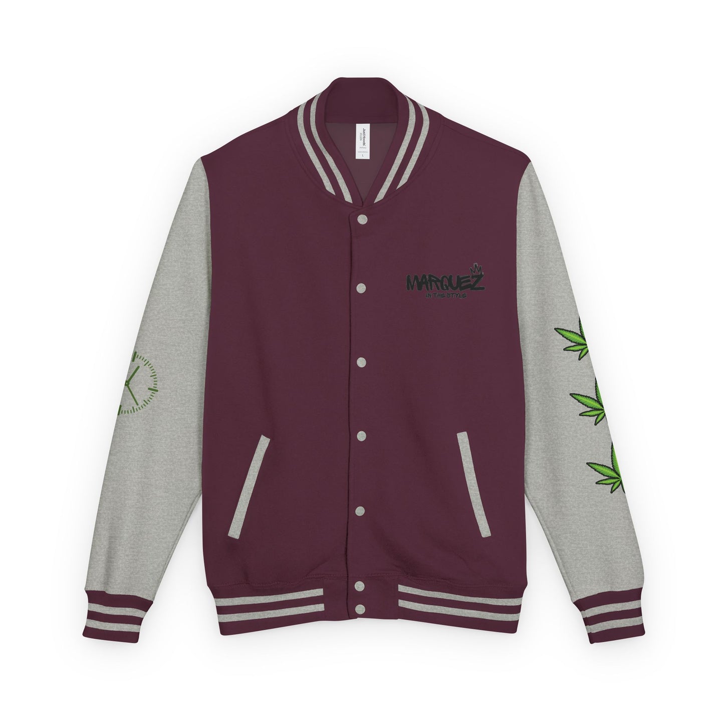 Chaqueta unisex de peso pesado Munchies Letterman | Estilo cannábico moderno