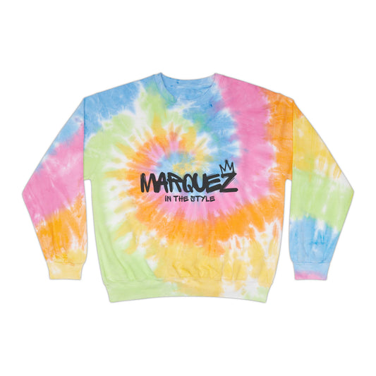 Colorful Unisex Tie-Dye Sweatshirt with 'MARQUEZ' Design - Perfect for Casual Wear & Festivals