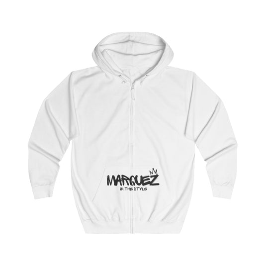 Sudadera unisex con cremallera completa e inspiradora: diseño "Márquez" para vibras positivas
