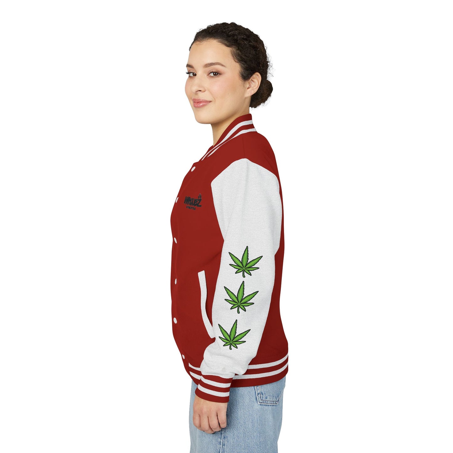 Chaqueta unisex de peso pesado Munchies Letterman | Estilo cannábico moderno