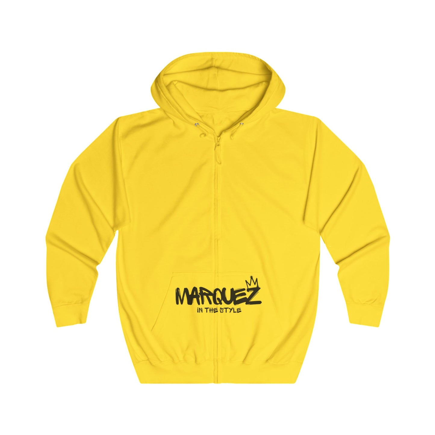 Sudadera unisex con cremallera completa e inspiradora: diseño "Márquez" para vibras positivas