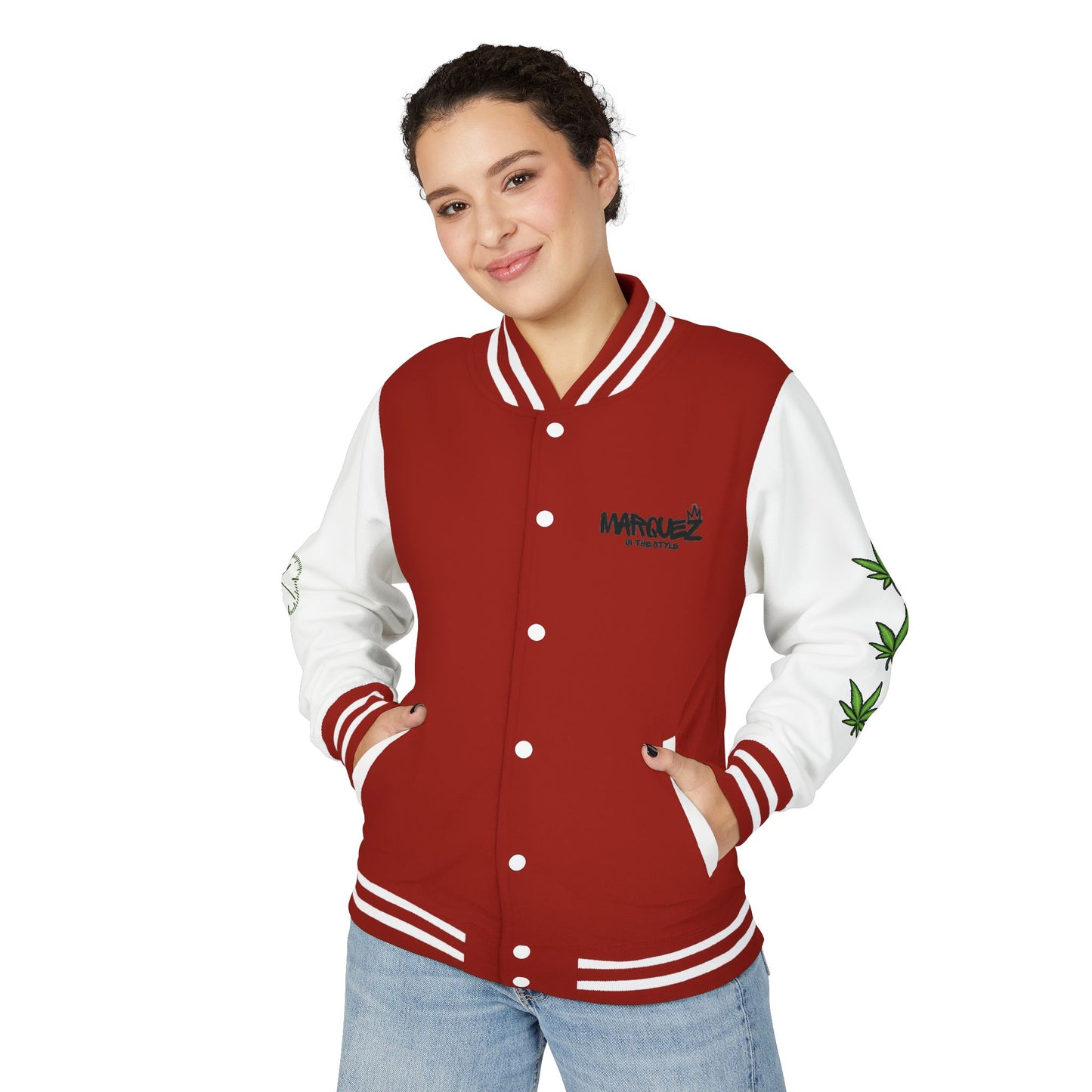 Chaqueta unisex de peso pesado Munchies Letterman | Estilo cannábico moderno