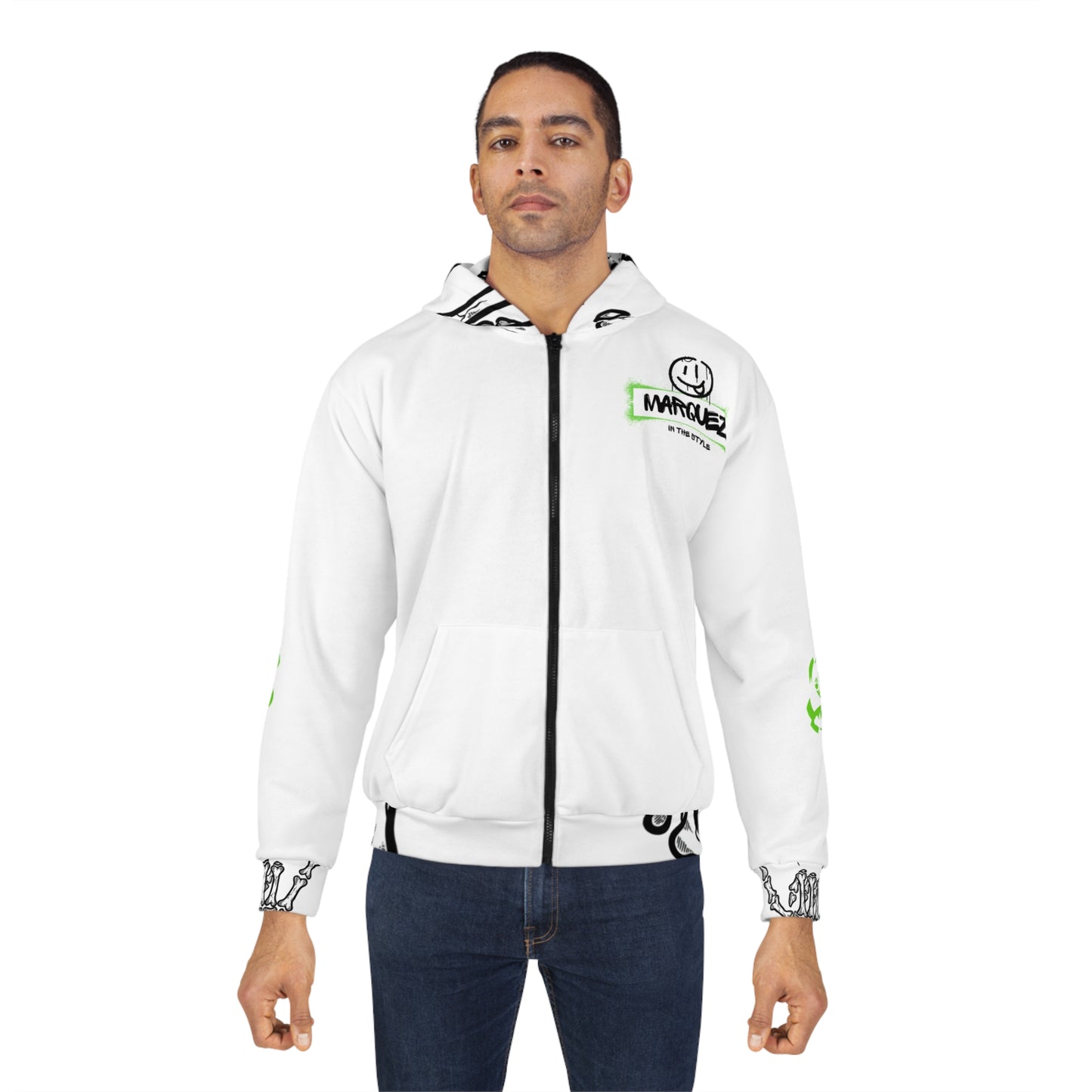 Sudadera unisex con cremallera y estilo urbano: «MARQUEZ IN THE STYLE»